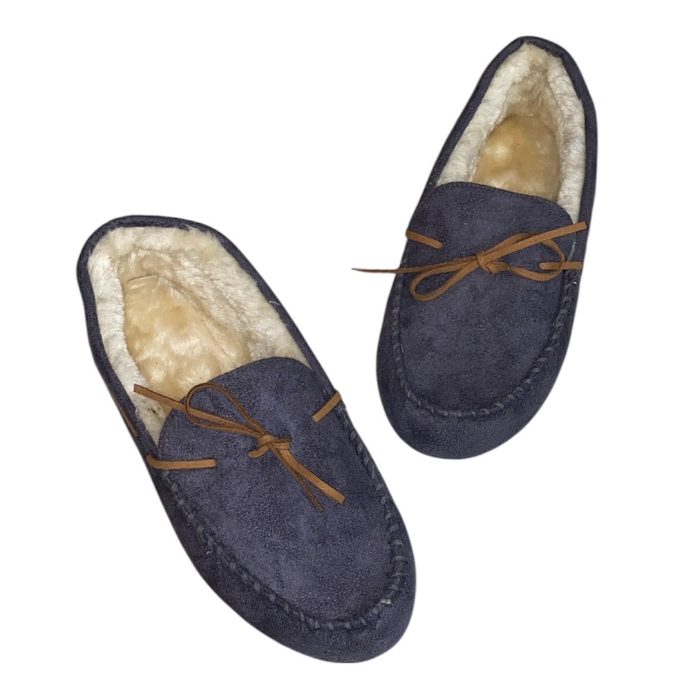 NWOT Gray/Brown Faux Fur Lounge Slippers, Size 10